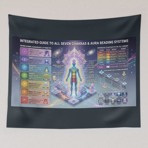 Item preview, Aura Reading & The Seven Chakras – Spiritual Energy Guide Poster designed and sold by NMB-ART-Design.