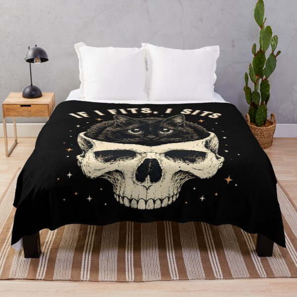 Item preview, If I Fits, I Sits. Black Cat Skull Gothic designed and sold by Randomera.