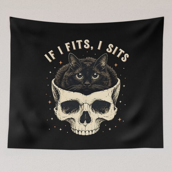 Item preview, If I Fits, I Sits. Black Cat Skull Gothic designed and sold by Randomera.