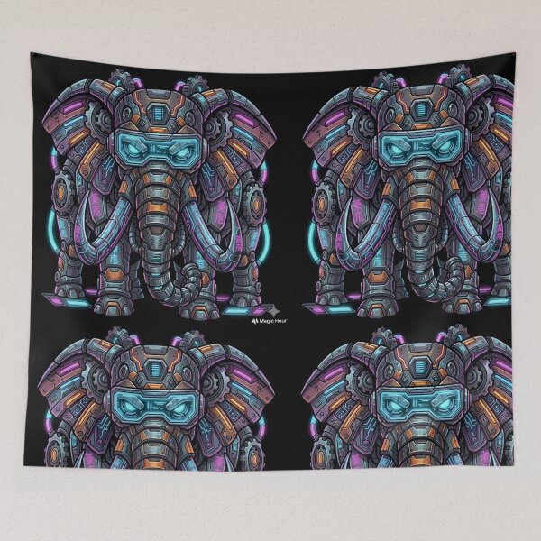 Item preview, Neo-Tokyo Mecha Elephant: Cyberpunk Techwear Graphic Art designed and sold by Neo Tokio.