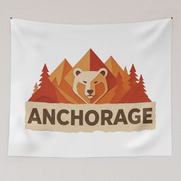 Item preview, Anchorage Alaska Bear Mountains Papercut Art designed and sold by RDproject.