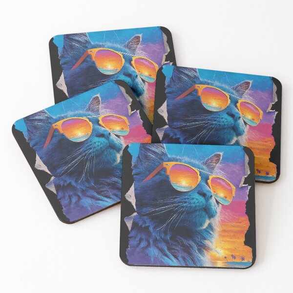 Item preview, Maine Coon in Sunglasses Sunset Beach Tropical Summer Vibes designed and sold by Littermin.