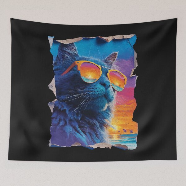 Item preview, Maine Coon in Sunglasses Sunset Beach Tropical Summer Vibes designed and sold by Littermin.