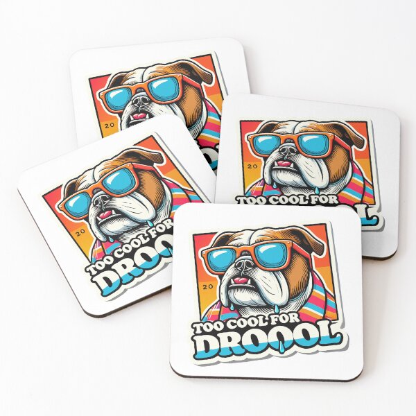 Item preview, Funny Bulldog Too Cool For Drool Retro Summer Dog designed and sold by Navuniverse.
