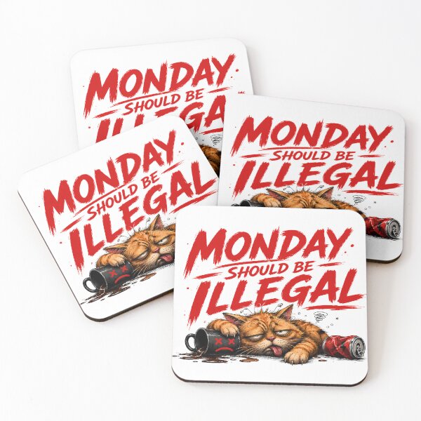 Item preview, Monday Should Be Illegal Funny Cat Meme designed and sold by Rightstudio1.