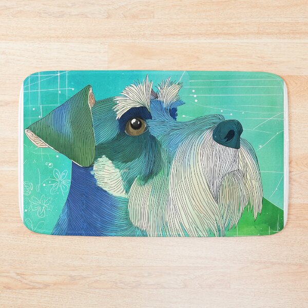 Item preview, Blue Schnauzer in Geometric Background designed and sold by lautir.