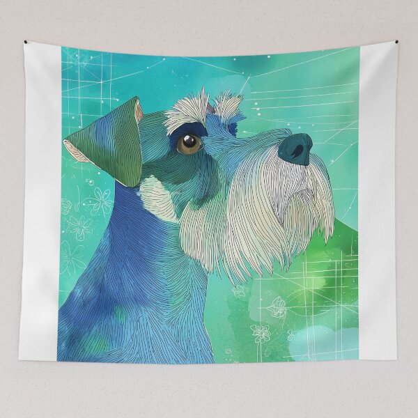 Item preview, Blue Schnauzer in Geometric Background designed and sold by lautir.