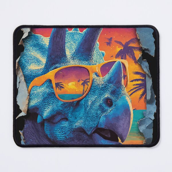 Item preview, Triceratops with Sunglasses Sunset Tropical Summer Dinosaur designed and sold by Littermin.