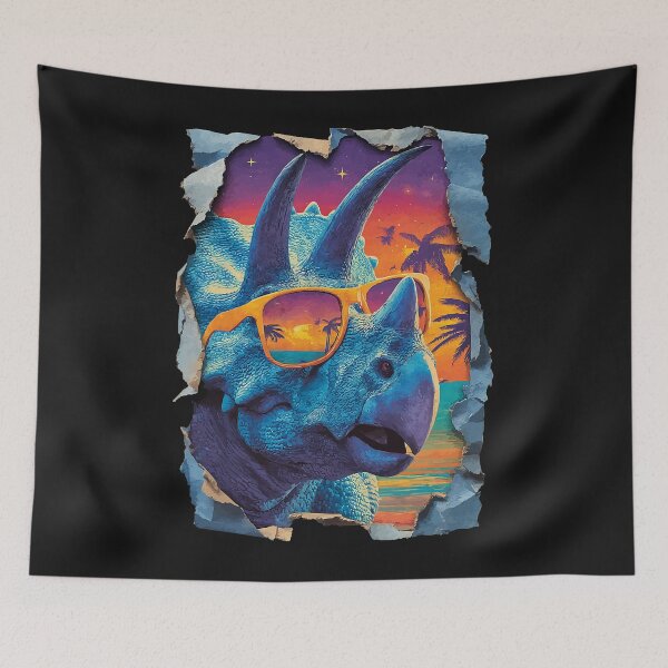 Item preview, Triceratops with Sunglasses Sunset Tropical Summer Dinosaur designed and sold by Littermin.