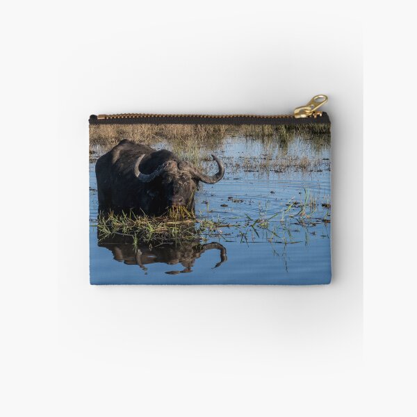 Item preview, Cape buffalo standing in Chobe River water with reflection, Botswana designed and sold by JoSowden.