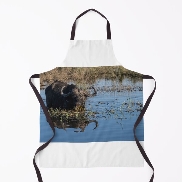 Item preview, Cape buffalo standing in Chobe River water with reflection, Botswana designed and sold by JoSowden.