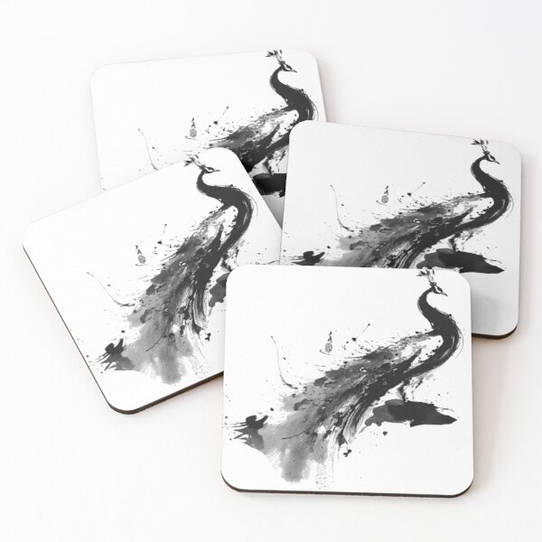 Item preview, Abstract Peacock Ink Splatter Art Painting designed and sold by NitzanEArt.