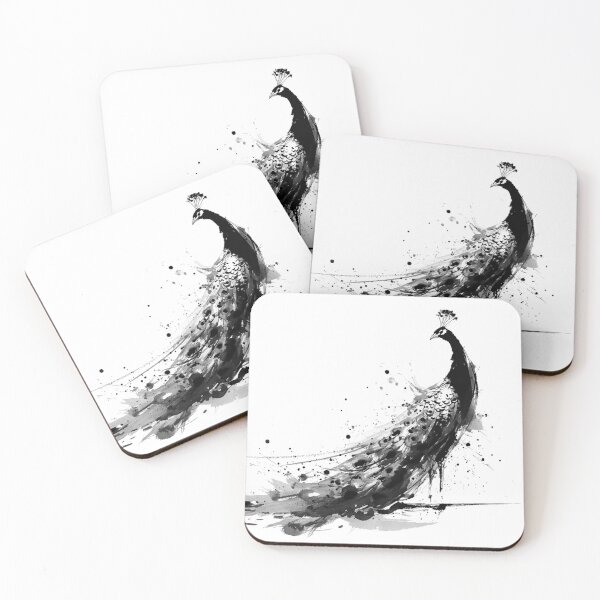 Item preview, Majestic Peacock Feathers Abstract Ink Artwork designed and sold by NitzanEArt.