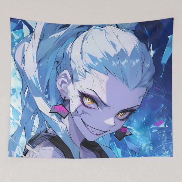 Item preview, Daki Demon Slayer Ice Neon Waifu Aesthetic Portrait designed and sold by bystudiolereve.