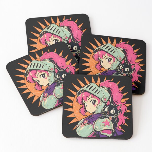 Item preview, Retro Anime Girl Knight Black Cat designed and sold by AwesomeBeyondLimits.