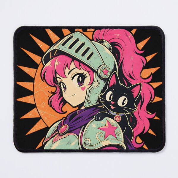 Item preview, Retro Anime Girl Knight Black Cat designed and sold by AwesomeBeyondLimits.