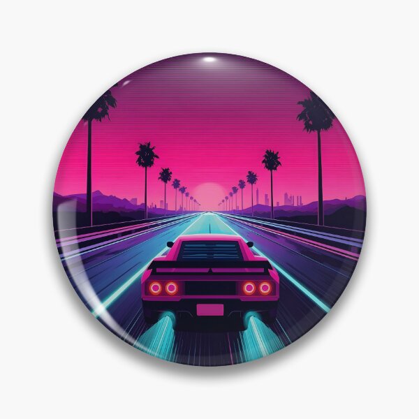 Item preview, Neon Arcade Highway Racer Retro Synthwave Gaming Poster designed and sold by ThePixelArchive.