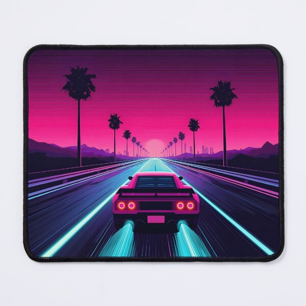 Item preview, Neon Arcade Highway Racer Retro Synthwave Gaming Poster designed and sold by ThePixelArchive.
