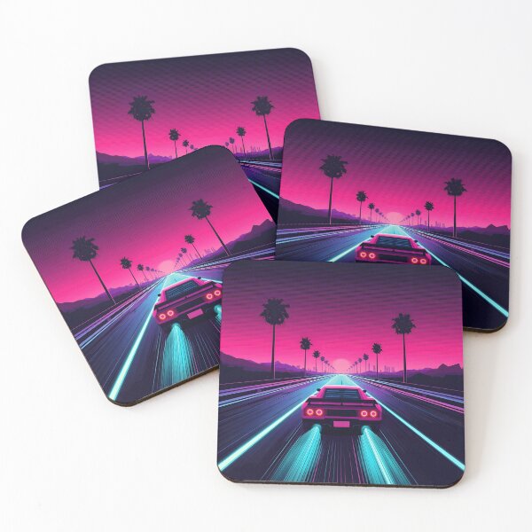 Item preview, Neon Arcade Highway Racer Retro Synthwave Gaming Poster designed and sold by ThePixelArchive.