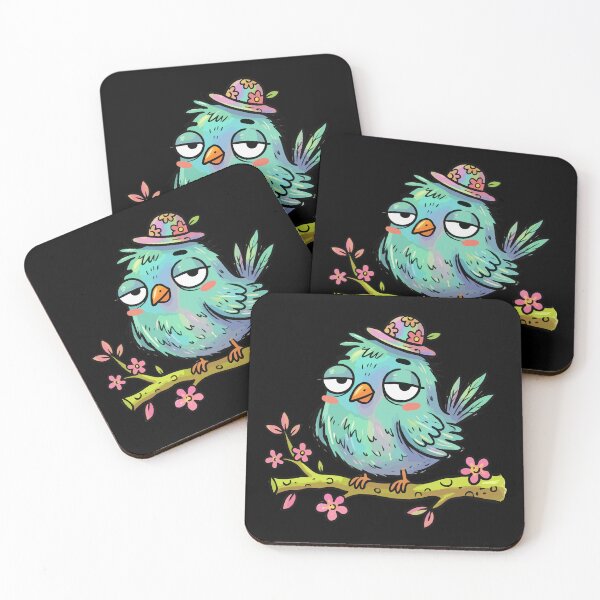 Item preview, Sleepy Cyan Songbird in Fancy Headwear designed and sold by Emegan Print Art.