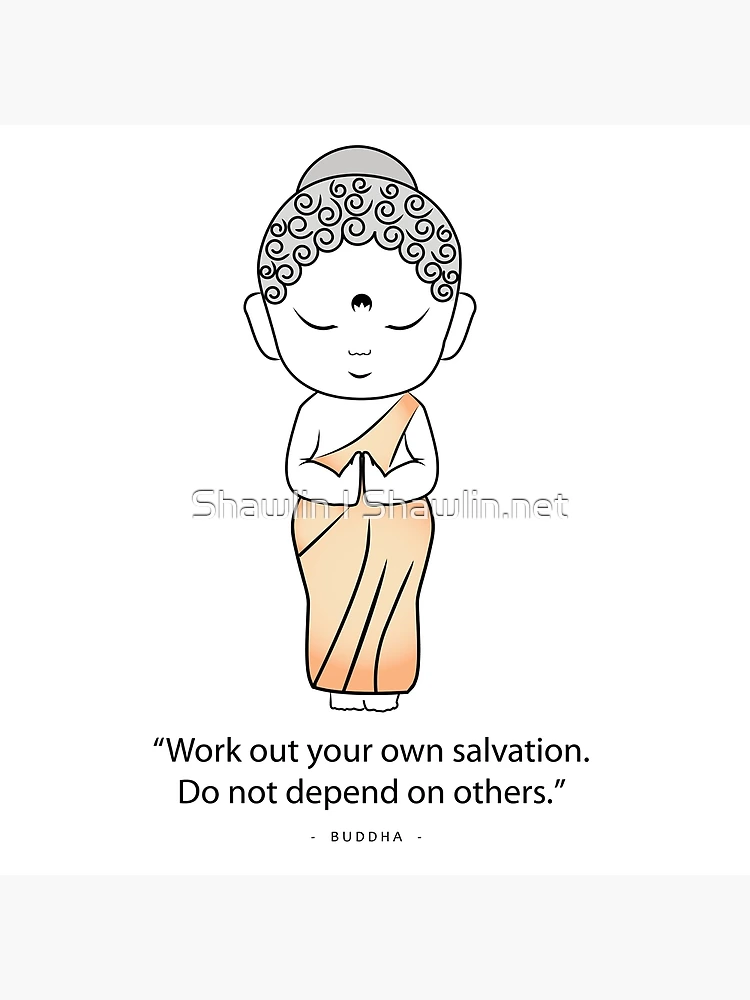 Cute little Buddha with inspiring quote Art Print by Shawlin