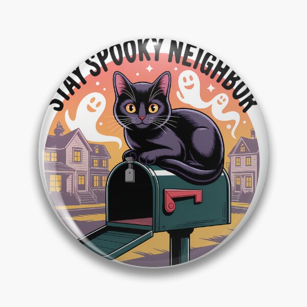 Item preview, Stay Spooky Neighbor Black Cat Halloween Mailbox Design designed and sold by Raw Tigers.