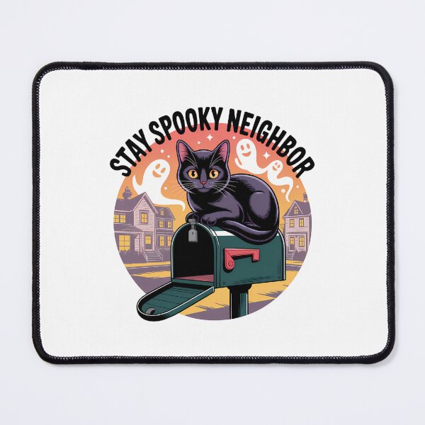Item preview, Stay Spooky Neighbor Black Cat Halloween Mailbox Design designed and sold by Raw Tigers.