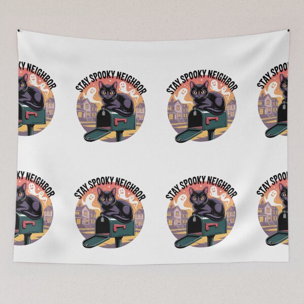 Item preview, Stay Spooky Neighbor Black Cat Halloween Mailbox Design designed and sold by Raw Tigers.