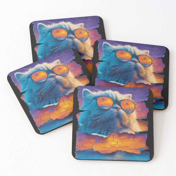 Item preview, Persian Cat with Sunglasses Sunset Beach Tropical Summer  designed and sold by Littermin.