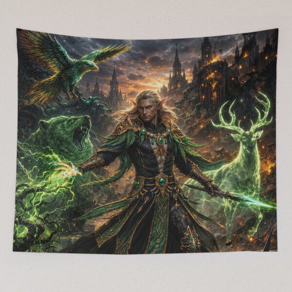 Item preview, Dark Elf Battle Mage | Epic Fantasy Warrior Magic Art designed and sold by DrakariArt.