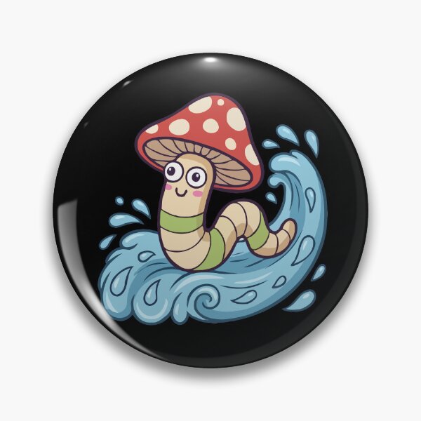Item preview, Surfing Kawaii Worm in Red Toadstool Hat designed and sold by Emegan Print Art.