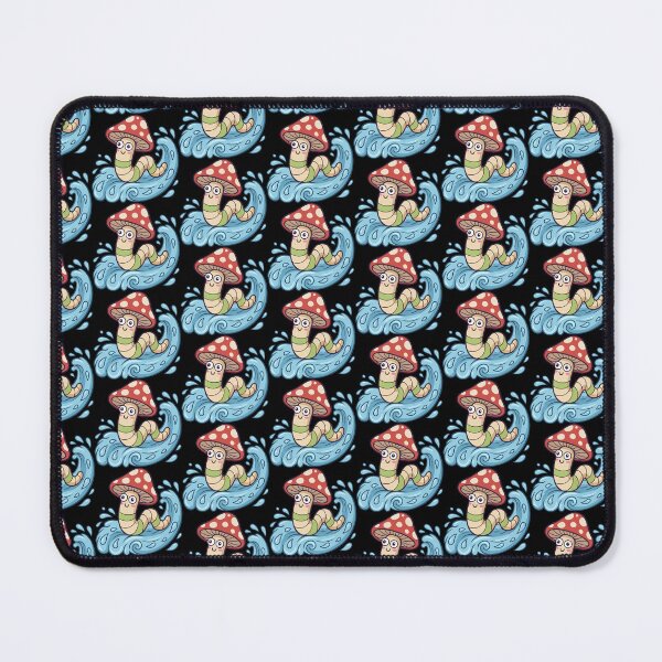 Item preview, Surfing Kawaii Worm in Red Toadstool Hat designed and sold by Emegan Print Art.