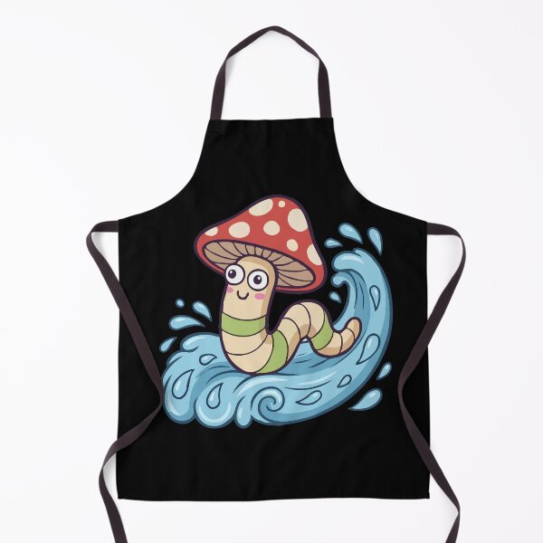 Item preview, Surfing Kawaii Worm in Red Toadstool Hat designed and sold by Emegan Print Art.