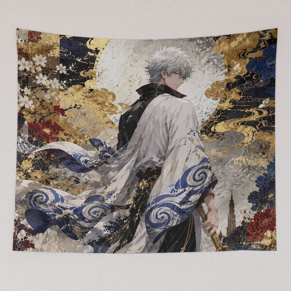 Item preview, Gintoki Sakata Moonlit Samurai | Elegant Gintama Anime Fan Art in Japanese Ukiyo-e Style designed and sold by Dyan4.