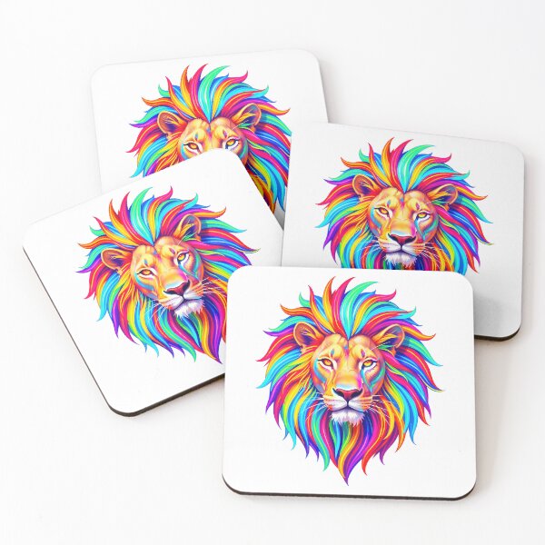 Item preview, Neon Fantasy Lion with Radiant Mane Artwork designed and sold by Marcu Ioachim.