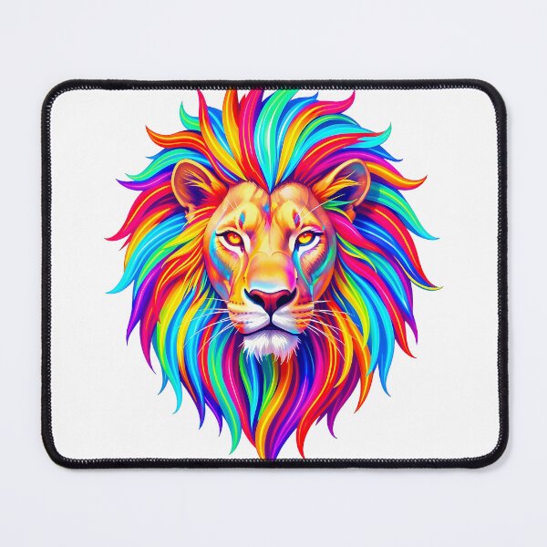 Item preview, Neon Fantasy Lion with Radiant Mane Artwork designed and sold by Marcu Ioachim.