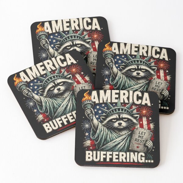 Item preview, America Buffering Funny Raccoon Statue Of Liberty Meme Shirt designed and sold by clockedoutwearshop.