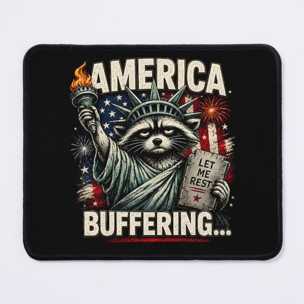 Item preview, America Buffering Funny Raccoon Statue Of Liberty Meme Shirt designed and sold by clockedoutwearshop.