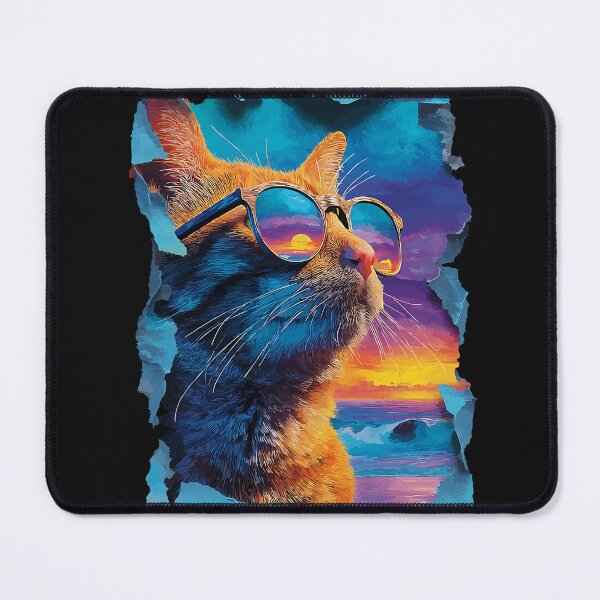 Item preview, Tabby Cat with Sunglasses Sunset Beach Tropical Summer Vibes designed and sold by Littermin.