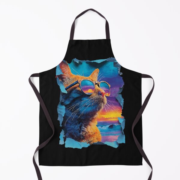 Item preview, Tabby Cat with Sunglasses Sunset Beach Tropical Summer Vibes designed and sold by Littermin.