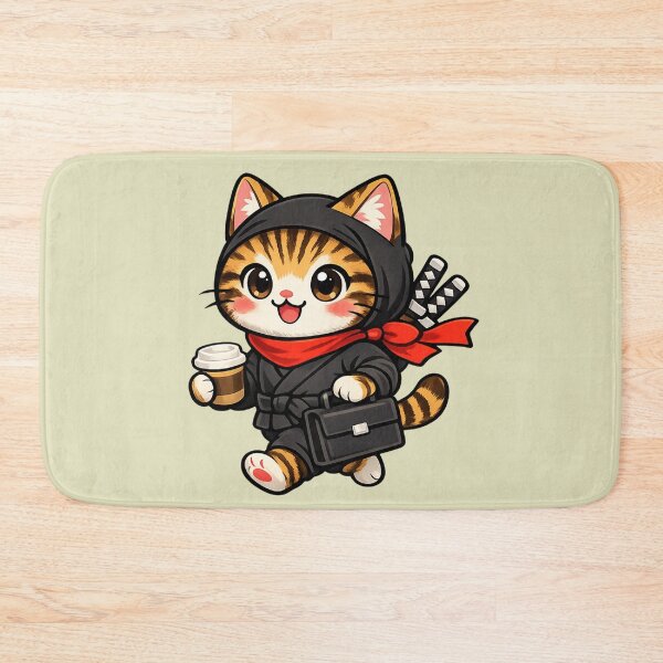 Item preview, Cute Japanese Ninja Cat Commuting to Work designed and sold by SakuraMarket26.