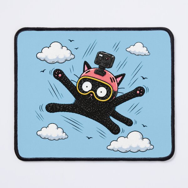 Item preview, Funny Skydiving Cat with Action Camera – Cute Black Cat Cartoon designed and sold by Jankes88.
