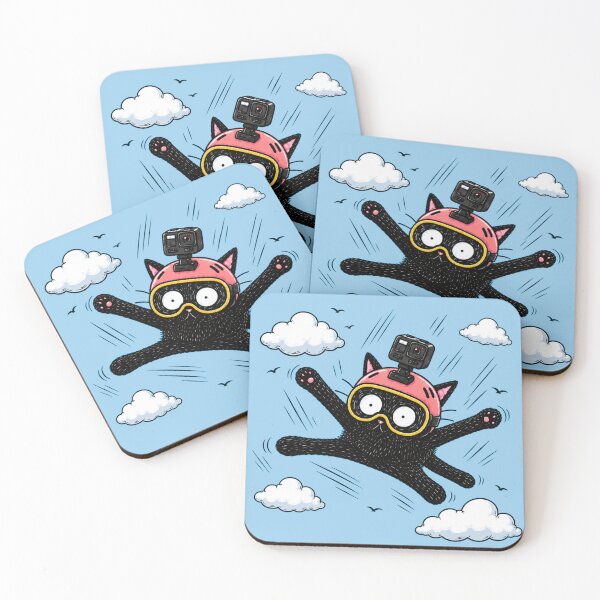 Item preview, Funny Skydiving Cat with Action Camera – Cute Black Cat Cartoon designed and sold by Jankes88.