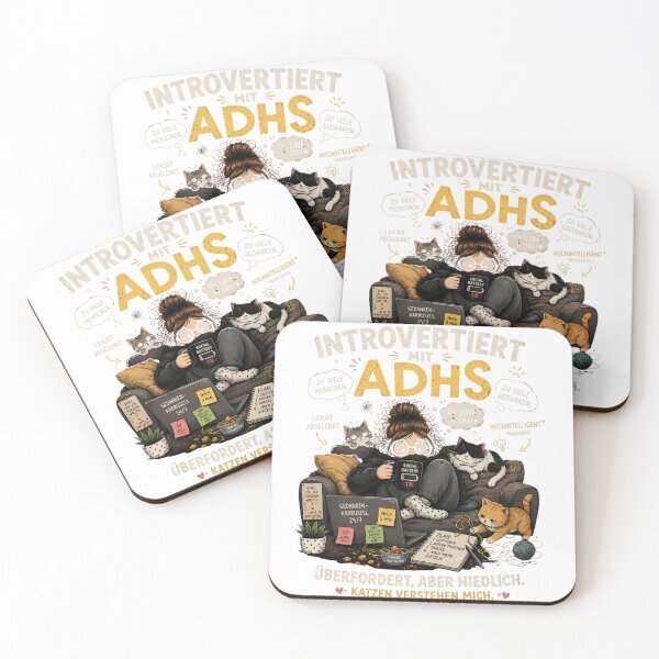 Item preview, Introverted with ADHD & cats – Overwhelmed but cute designed and sold by Introvert Chaos Club.