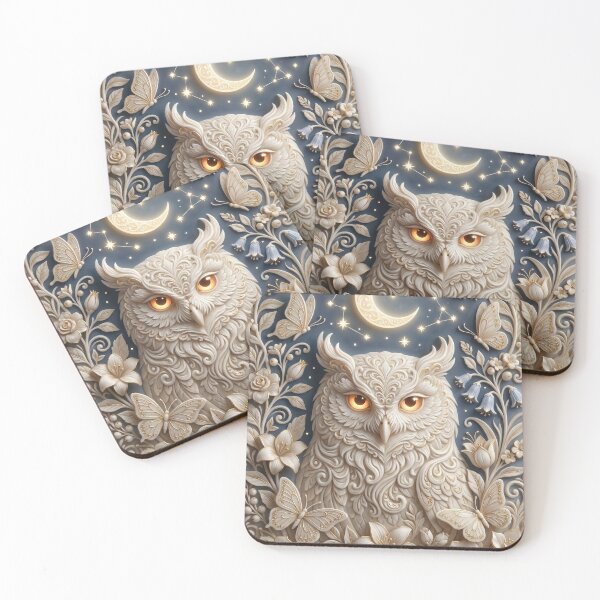 Item preview, Enchanting Owl with Celestial Moon and Flowers designed and sold by AnnArtshock.