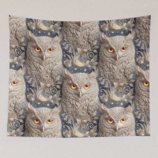 Item preview, Enchanting Owl with Celestial Moon and Flowers designed and sold by AnnArtshock.