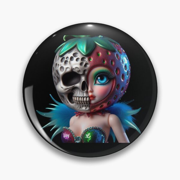 Item preview, Strawberry Skull Split Face Creepy Cute Doll designed and sold by LujziWorld.