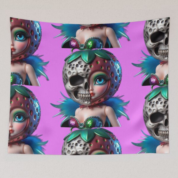 Item preview, Strawberry Skull Split Face Creepy Cute Doll designed and sold by LujziWorld.