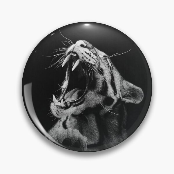Item preview, Roaring Leopard — Hyperrealistic Charcoal Portrait in Black and White designed and sold by David Mateo ArtWorks.