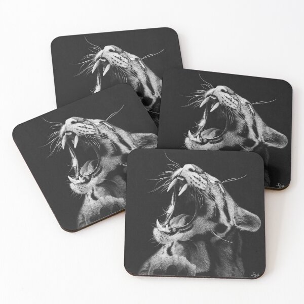 Item preview, Roaring Leopard — Hyperrealistic Charcoal Portrait in Black and White designed and sold by David Mateo ArtWorks.